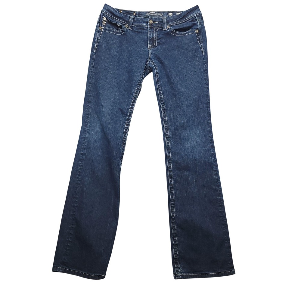 Miss Me Easy Boot Jeans Womens 30 Blue Dark Wash Low Rise Bootcut Stretch Denim